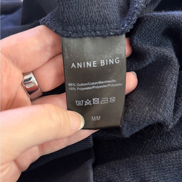 Anine Bing Sport Navy Sweatpants with Gold Embroidery - Picture 11 of 11